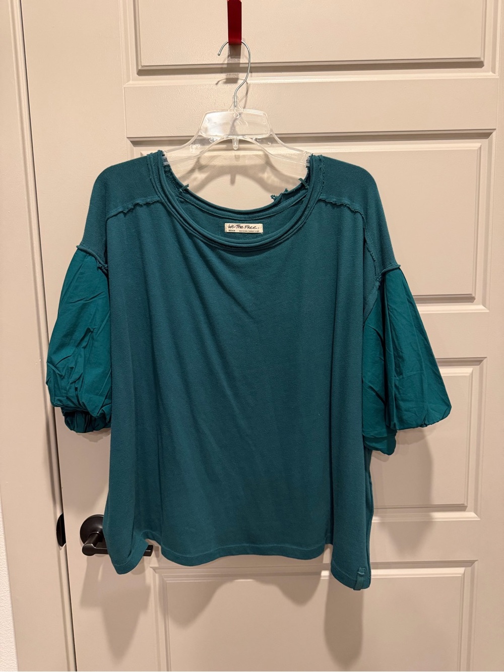 We The Free Teal Puff-Sleeve Boxy Women's Top